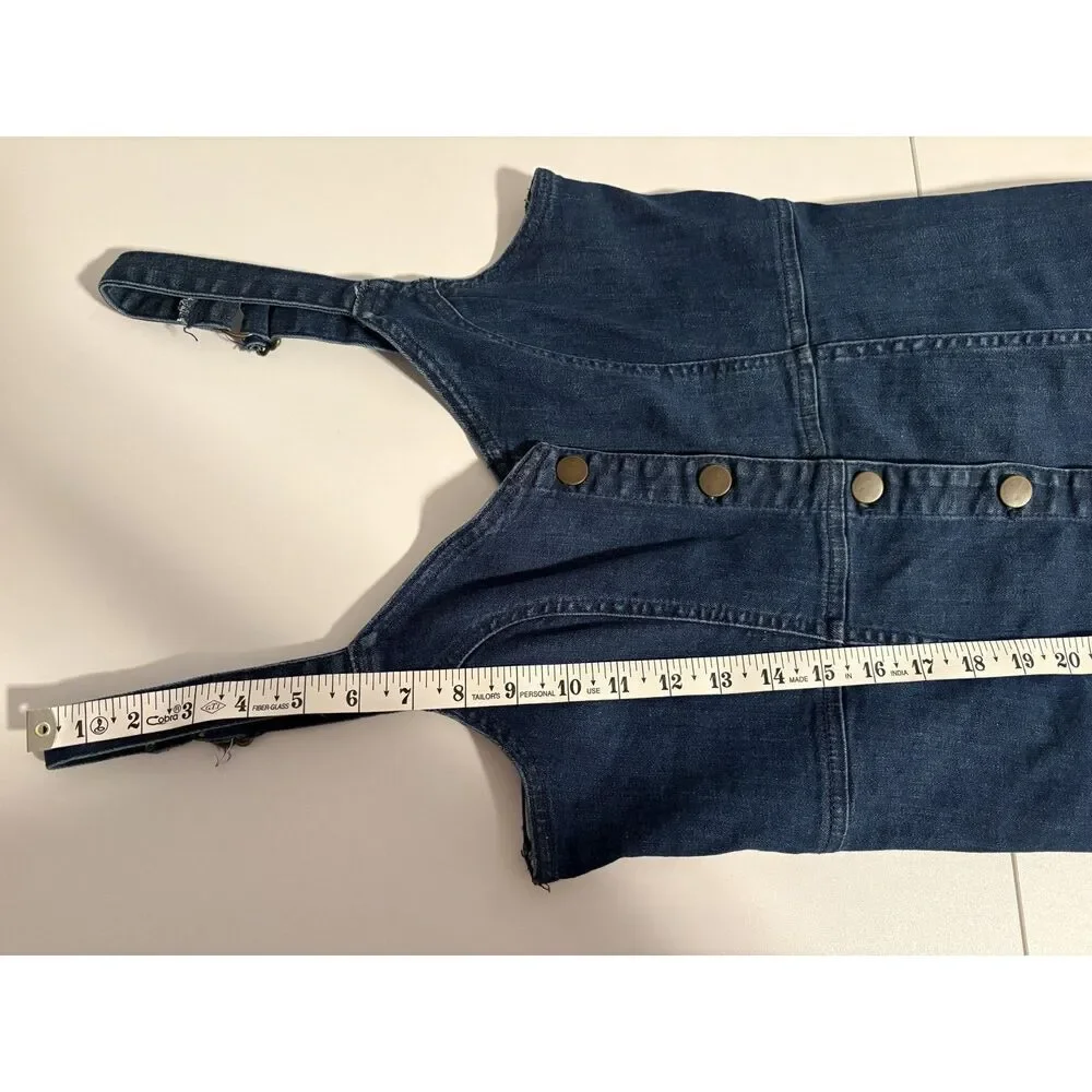 Denim Button Front Mini Dress | Sleeveless Jean Dress Adjustable Strap Casual - Picture 5 of 6